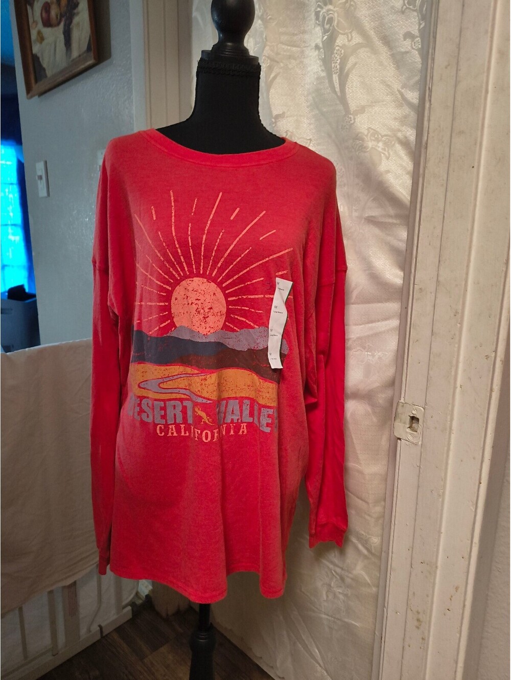 NWT Wild Fable Medium Red Desert Valle California Long Sleeve Shirt